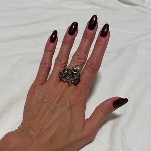 Swarovski Silver Multicolor Crystal Ring (1 crystal missing but not noticeable)